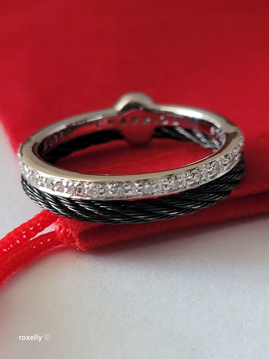 Authentic Charriol Ring – 18k Solid Gold, Geunine Diamonds, and Hypoallergenic Steel Ring – AMAZING!