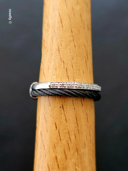 Authentic Charriol Ring – 18k Solid Gold, Geunine Diamonds, and Hypoallergenic Steel Ring – AMAZING!
