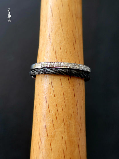 Authentic Charriol Ring – 18k Solid Gold, Geunine Diamonds, and Hypoallergenic Steel Ring – AMAZING!