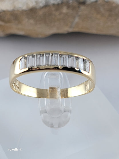 18K Solid Yellow Gold Cubic Zirconia Band Ring Size 11.5 Made in Italy