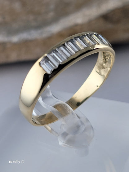 18K Solid Yellow Gold Cubic Zirconia Band Ring Size 11.5 Made in Italy