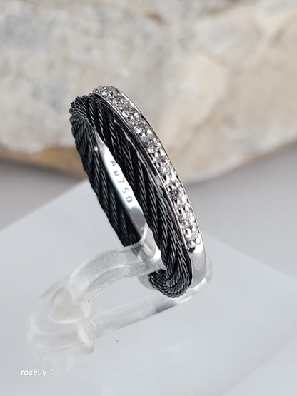 Authentic Charriol Ring – 18k Solid Gold, Geunine Diamonds, and Hypoallergenic Steel Ring – AMAZING!