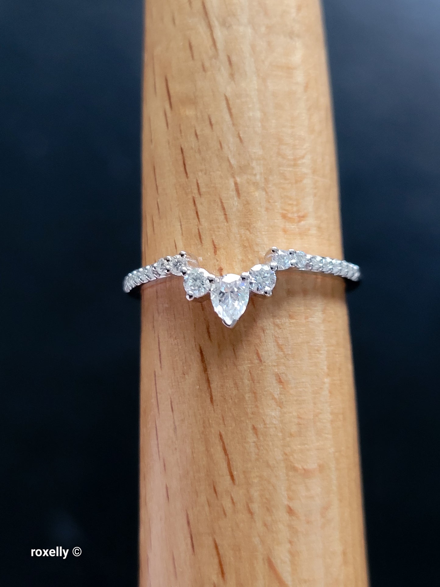 14K White Gold Genuine Diamonds Tiara Design Ring Size 8, Solid Gold