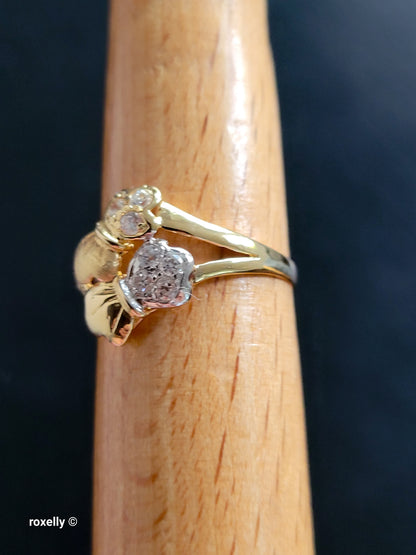 18K Yellow Gold White Tourmaline Cocktail Ring Size 7.75, Solid Gold
