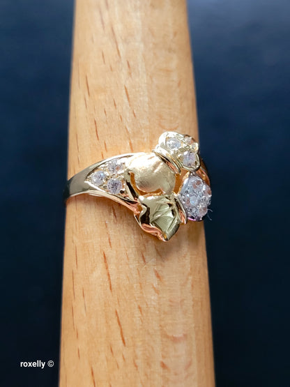 18K Yellow Gold White Tourmaline Cocktail Ring Size 7.75, Solid Gold