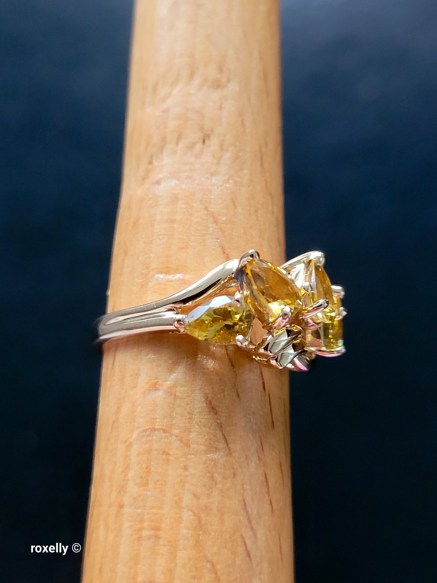 14K Yellow Gold Citrine Gemstone Cocktail Ring Size 6.75, Solid Gold
