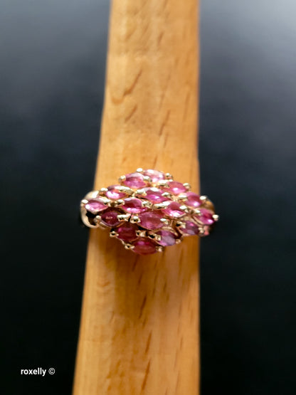 10K Yellow Gold Spinel Cocktail Ring Size 6.75, Solid Gold