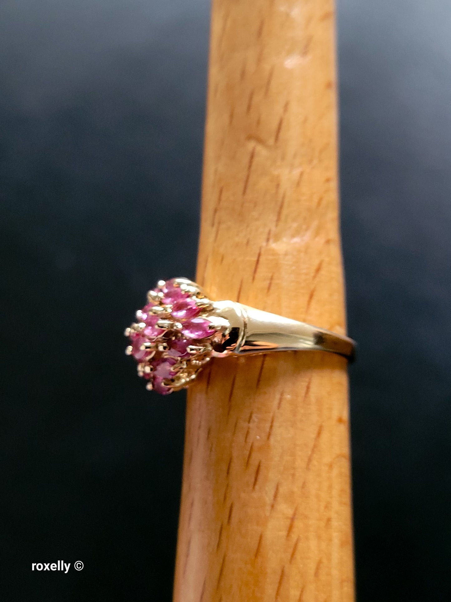 10K Yellow Gold Spinel Cocktail Ring Size 6.75, Solid Gold