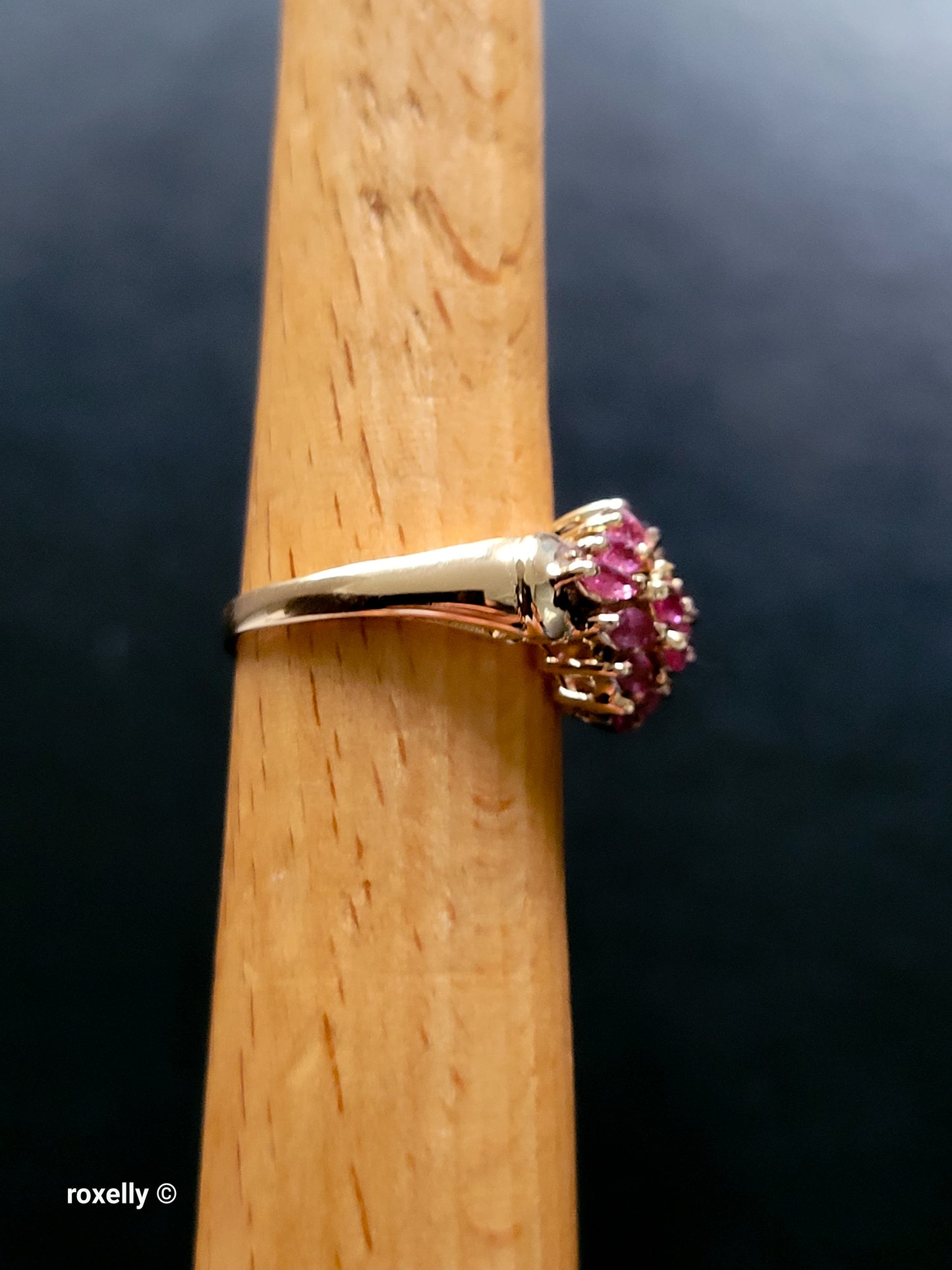 10K Yellow Gold Spinel Cocktail Ring Size 6.75, Solid Gold