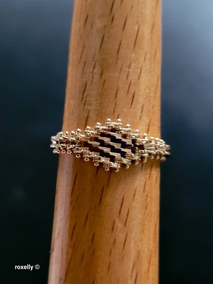14K Yellow and Rose Gold Flexible Imperial Link Ring Size 8.75, Solid Gold