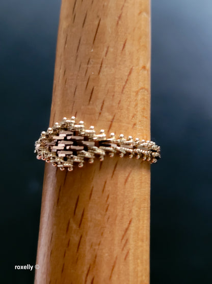 14K Yellow and Rose Gold Flexible Imperial Link Ring Size 8.75, Solid Gold