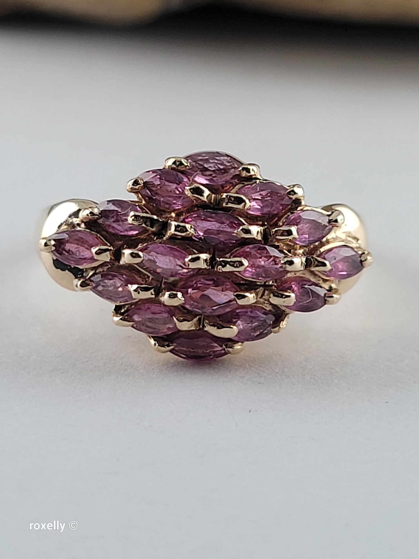 10K Yellow Gold Spinel Cocktail Ring Size 6.75, Solid Gold