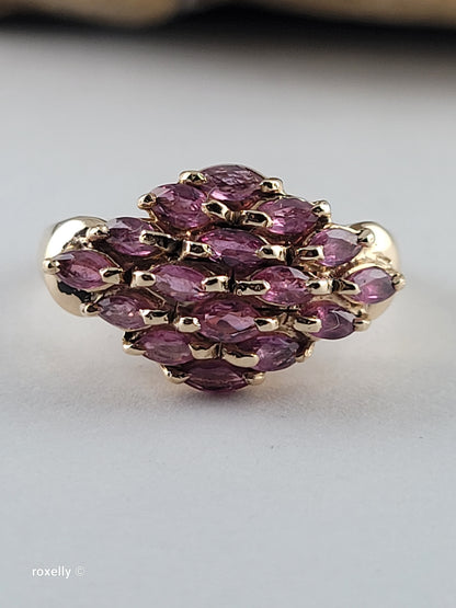 10K Yellow Gold Spinel Cocktail Ring Size 6.75, Solid Gold
