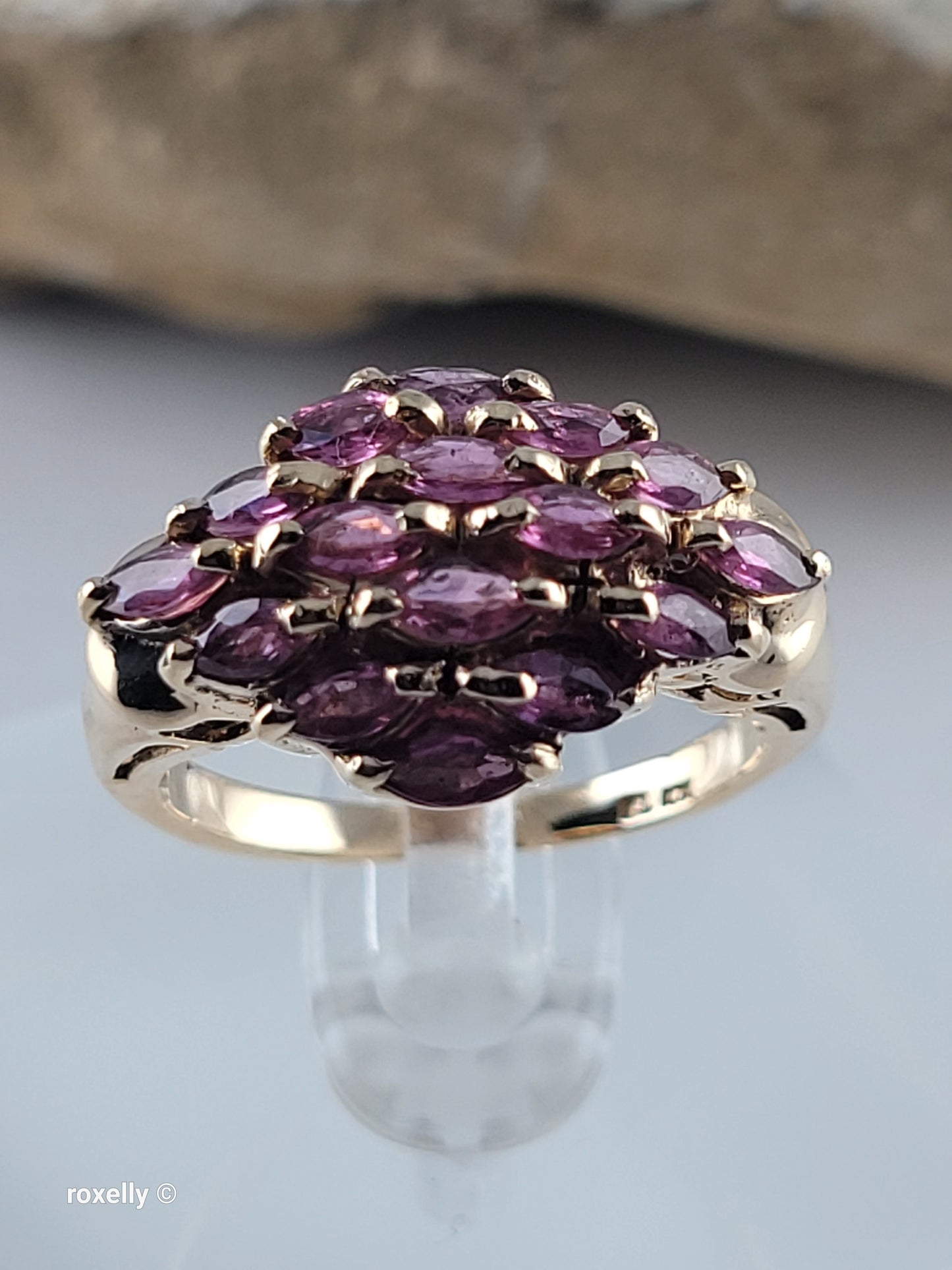 10K Yellow Gold Spinel Cocktail Ring Size 6.75, Solid Gold
