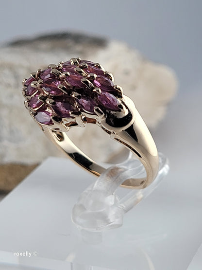 10K Yellow Gold Spinel Cocktail Ring Size 6.75, Solid Gold