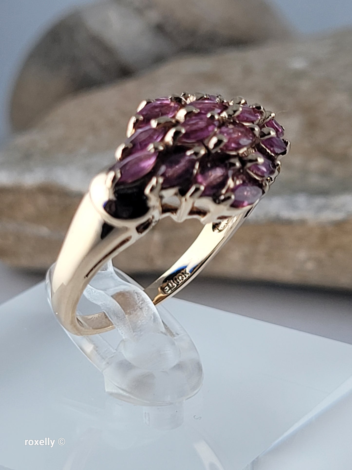 10K Yellow Gold Spinel Cocktail Ring Size 6.75, Solid Gold
