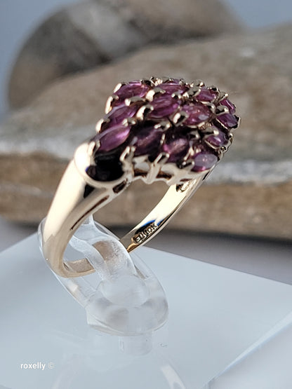 10K Yellow Gold Spinel Cocktail Ring Size 6.75, Solid Gold