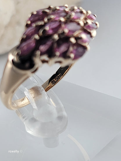 10K Yellow Gold Spinel Cocktail Ring Size 6.75, Solid Gold