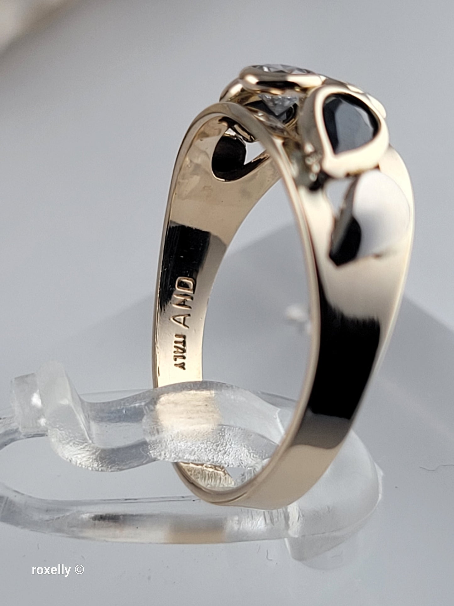 14K Yellow Gold Sapphires and CZ Ring Size 5, Solid Gold - Made in Italy