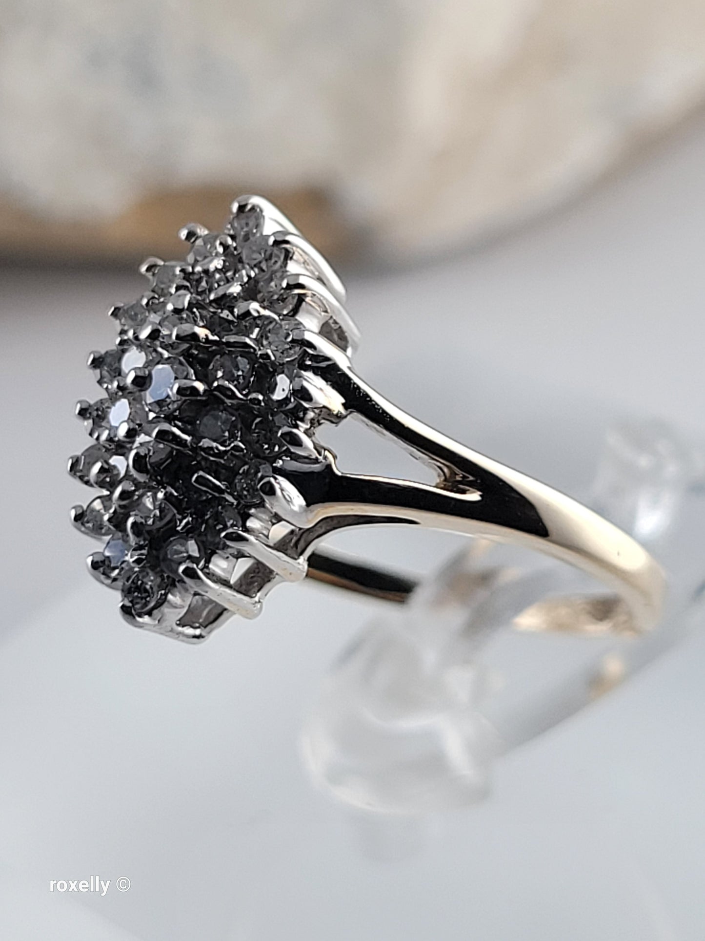10K Size 7.25 Solid Yellow Gold Genuine Diamonds Cluster Ring