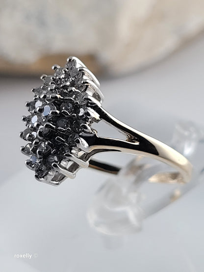10K Size 7.25 Solid Yellow Gold Genuine Diamonds Cluster Ring