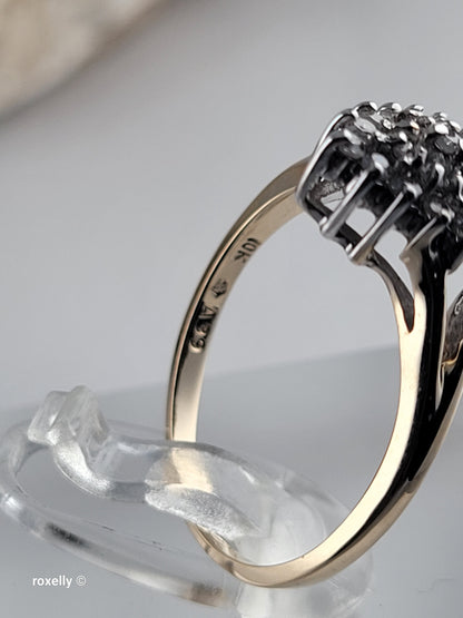 10K Size 7.25 Solid Yellow Gold Genuine Diamonds Cluster Ring