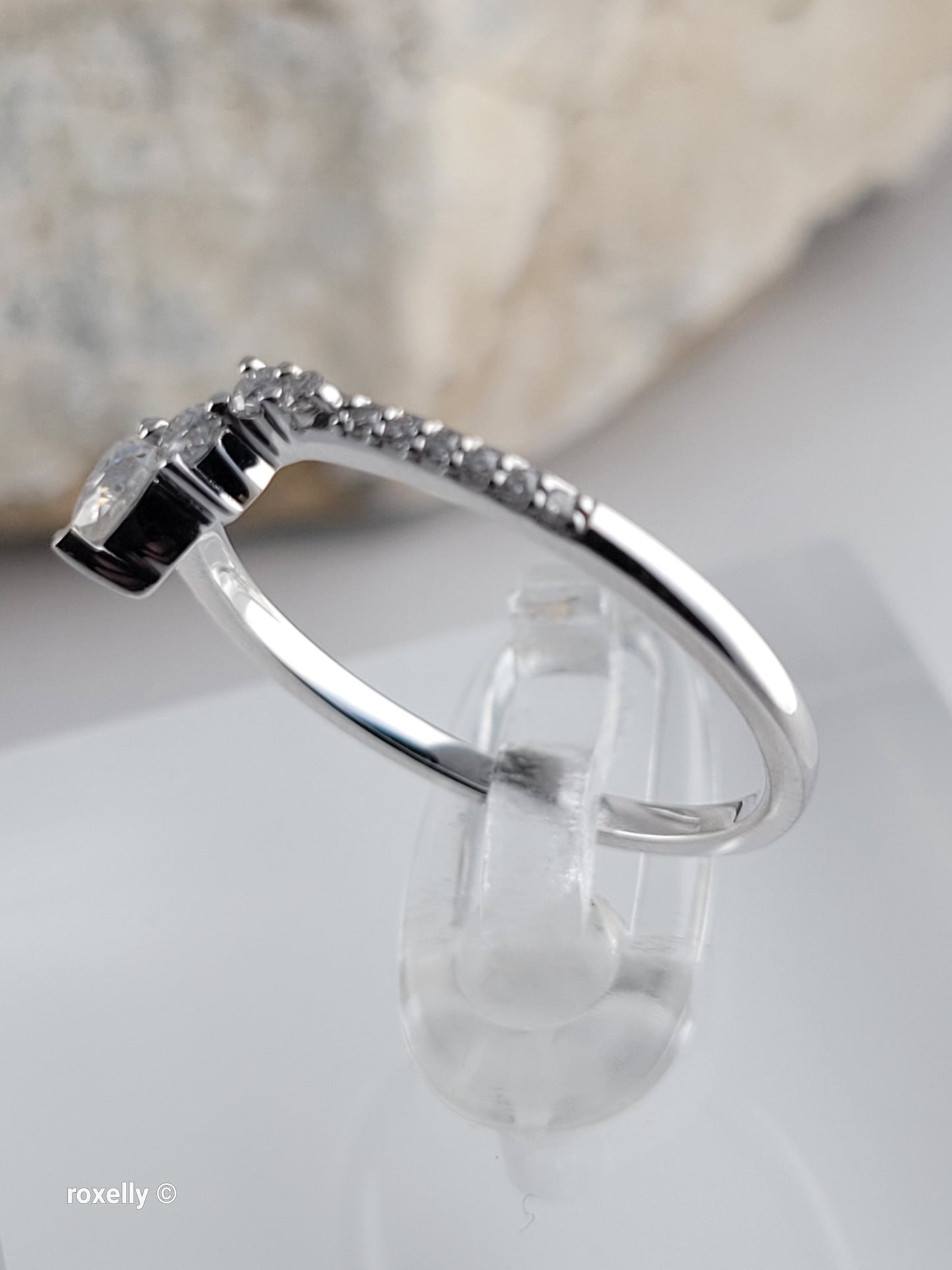 14K White Gold Genuine Diamonds Tiara Design Ring Size 8, Solid Gold