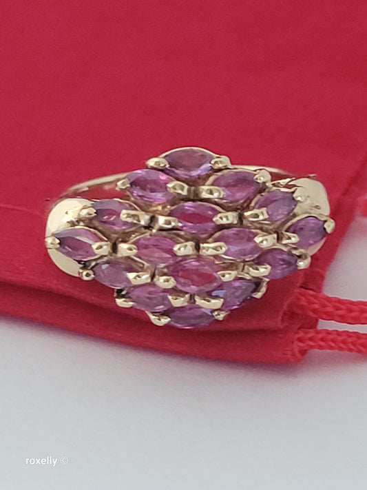 10K Yellow Gold Spinel Cocktail Ring Size 6.75, Solid Gold