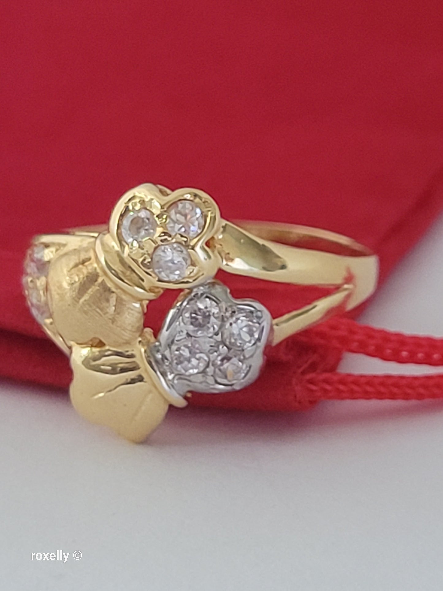 18K Yellow Gold White Tourmaline Cocktail Ring Size 7.75, Solid Gold