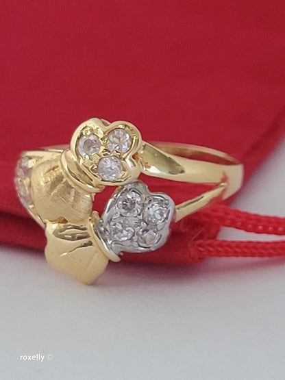 18K Yellow Gold White Tourmaline Cocktail Ring Size 7.75, Solid Gold
