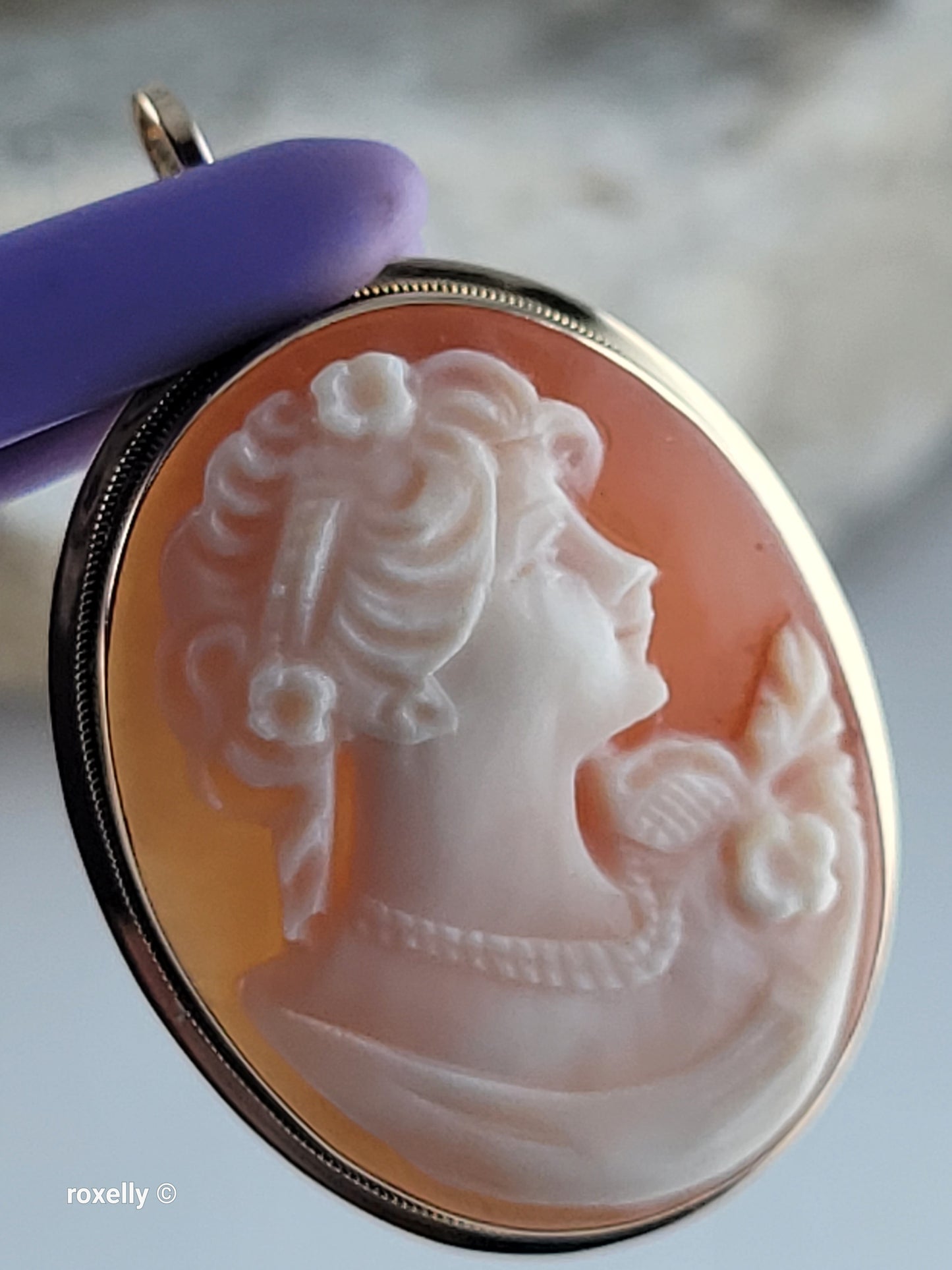 Vintage 14K Gold Italian Cameo Brooch/Pendant – Classic Victorian Profile – Hand-Carved Shell