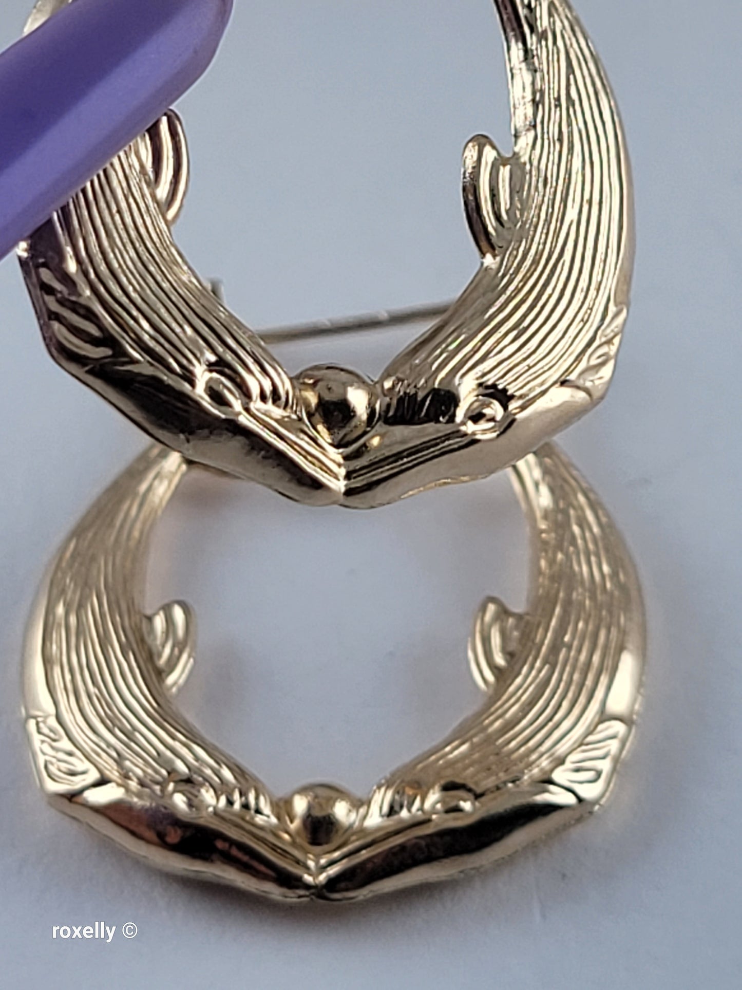 14K Solid Yellow Gold Double Dolphin Hoop Earrings – Perfect Condition
