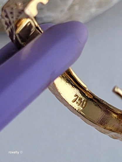 18K Yellow Gold Diamond-Cut Small Single Italian Hoop Earring, Solid Gold!
