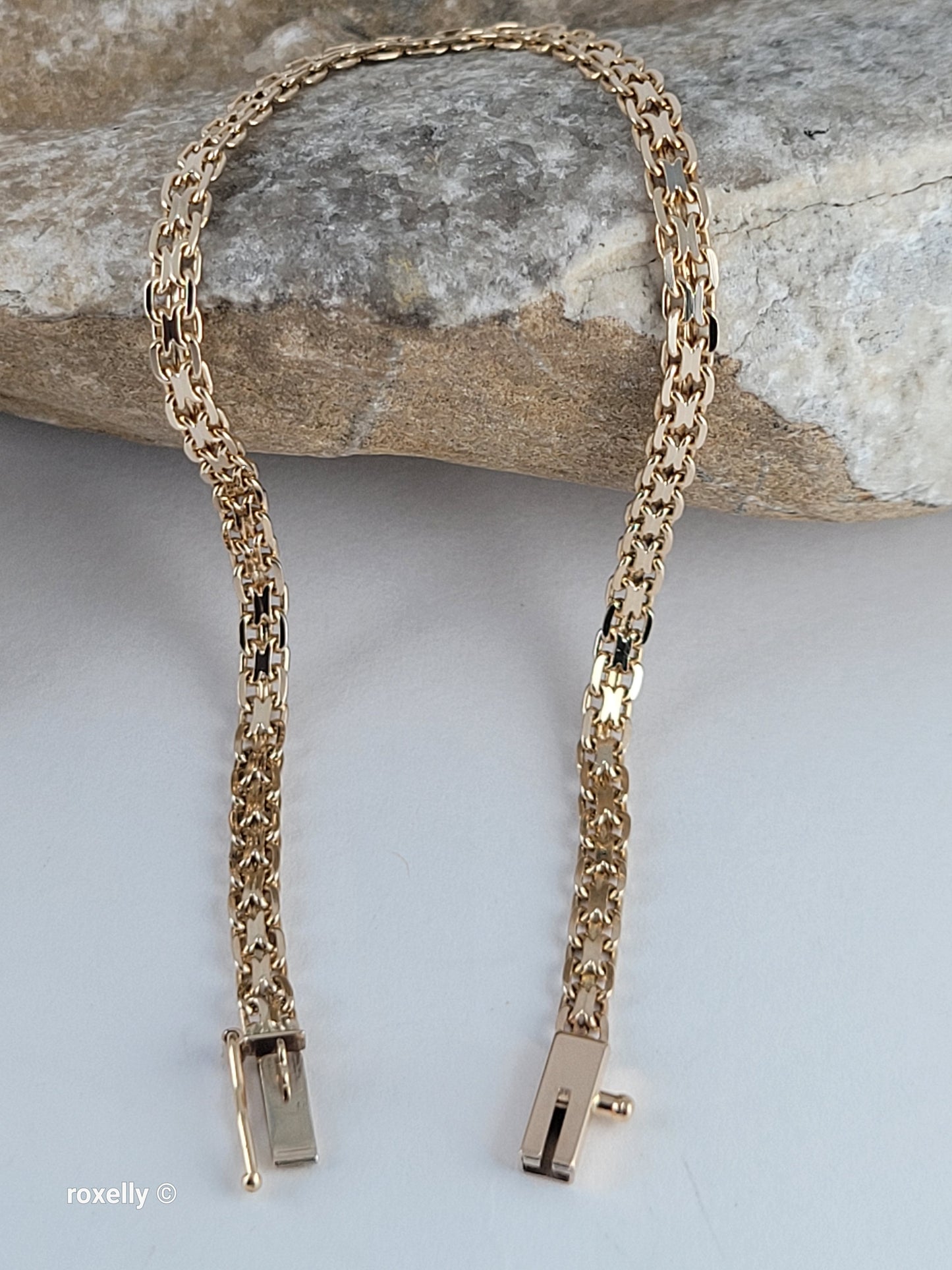 14K Yellow Gold Bismark Link Bracelet, Solid Gold!