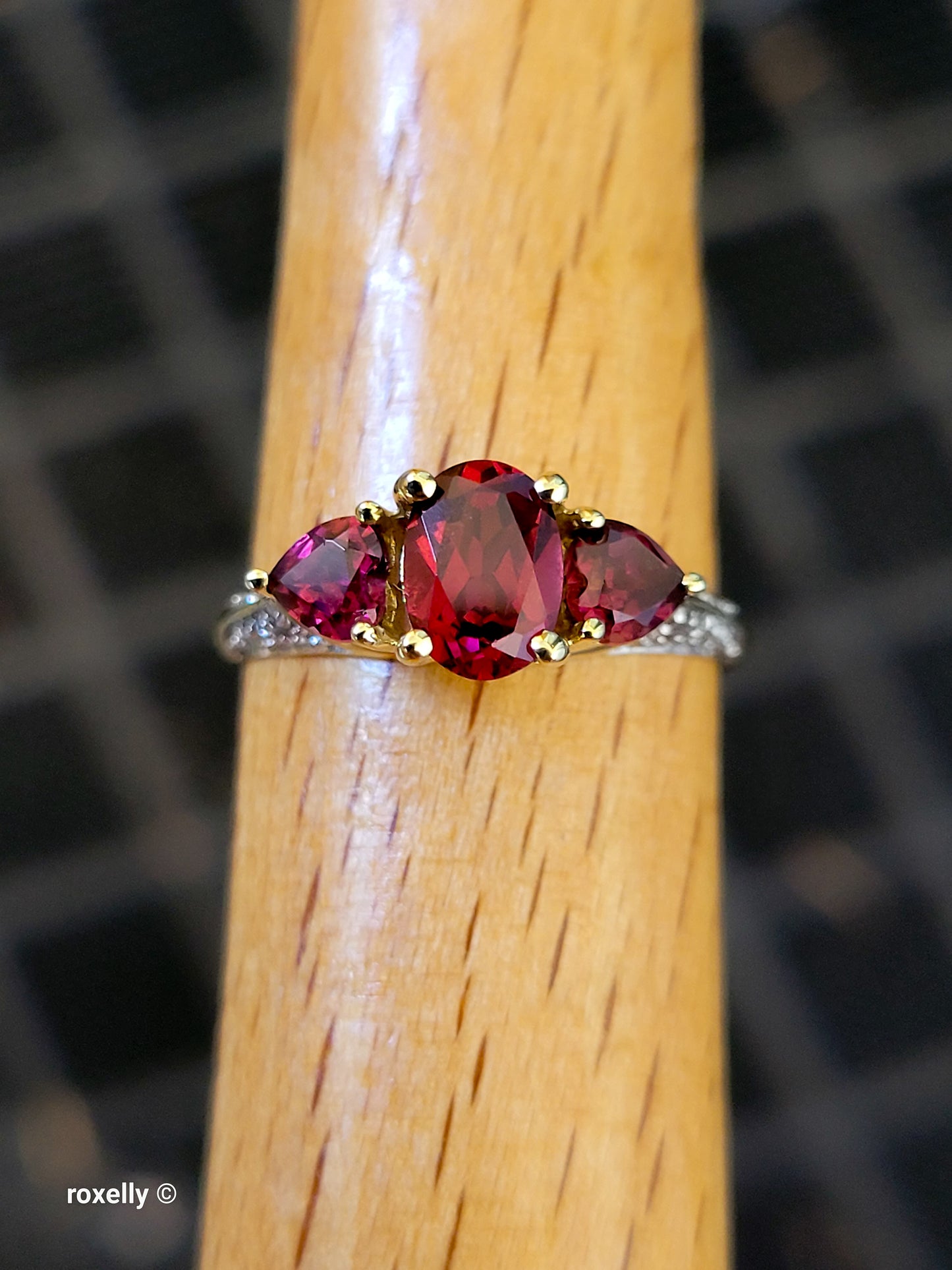 10K Yellow Gold Pink Tourmaline and Genuine Diamonds Ring Size 6.75, Solid Gold!