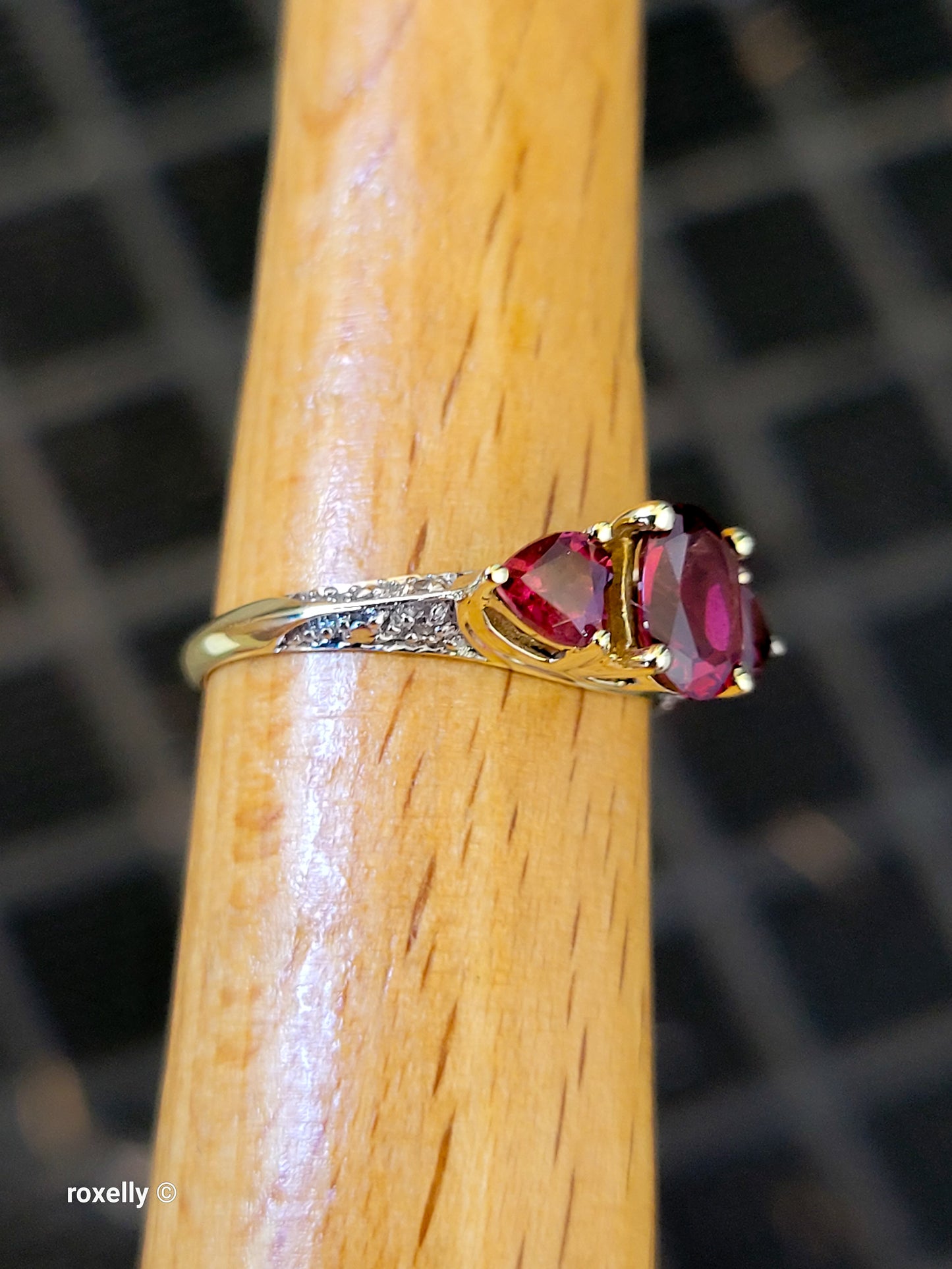 10K Yellow Gold Pink Tourmaline and Genuine Diamonds Ring Size 6.75, Solid Gold!