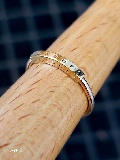 14K Yellow Gold Pandora Signature I-D Ring Size 7.5, Solid Gold!