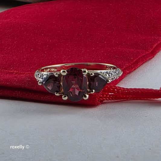 10K Yellow Gold Pink Tourmaline and Genuine Diamonds Ring Size 6.75, Solid Gold!