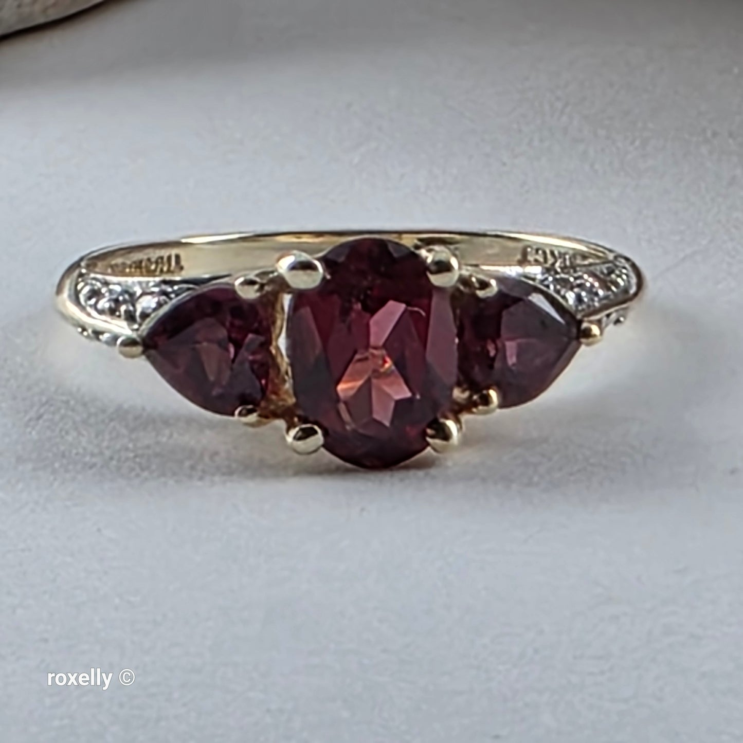 10K Yellow Gold Pink Tourmaline and Genuine Diamonds Ring Size 6.75, Solid Gold!