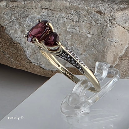 10K Yellow Gold Pink Tourmaline and Genuine Diamonds Ring Size 6.75, Solid Gold!