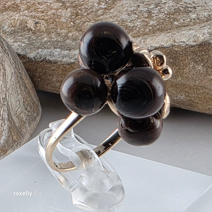 Vintage 14K Yellow Gold Tiger Eye Sphere Cluster Ring Size 6.5, Solid Gold!