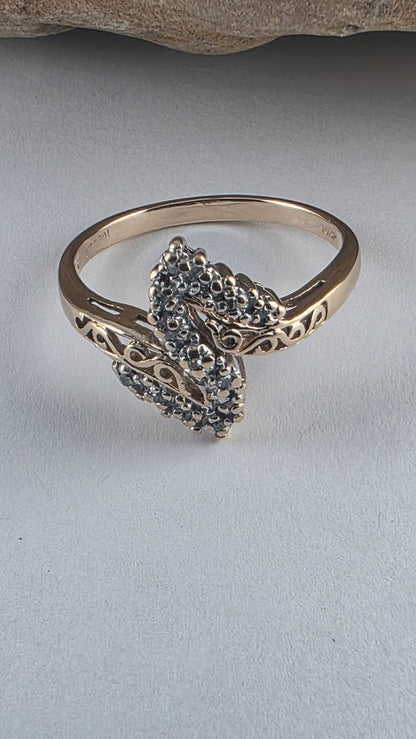 10K Yellow Gold Genuine Diamond Cluster Ring Size 7 - Solid Gold