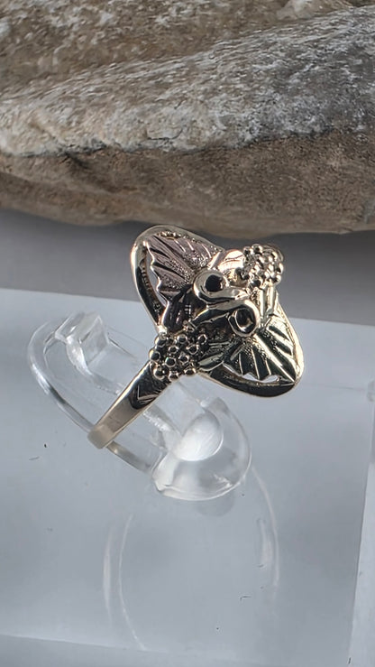 Vintage 10K Yellow & Rose Gold Black Hills Leaves Ring Size 7.5, Solid Gold!