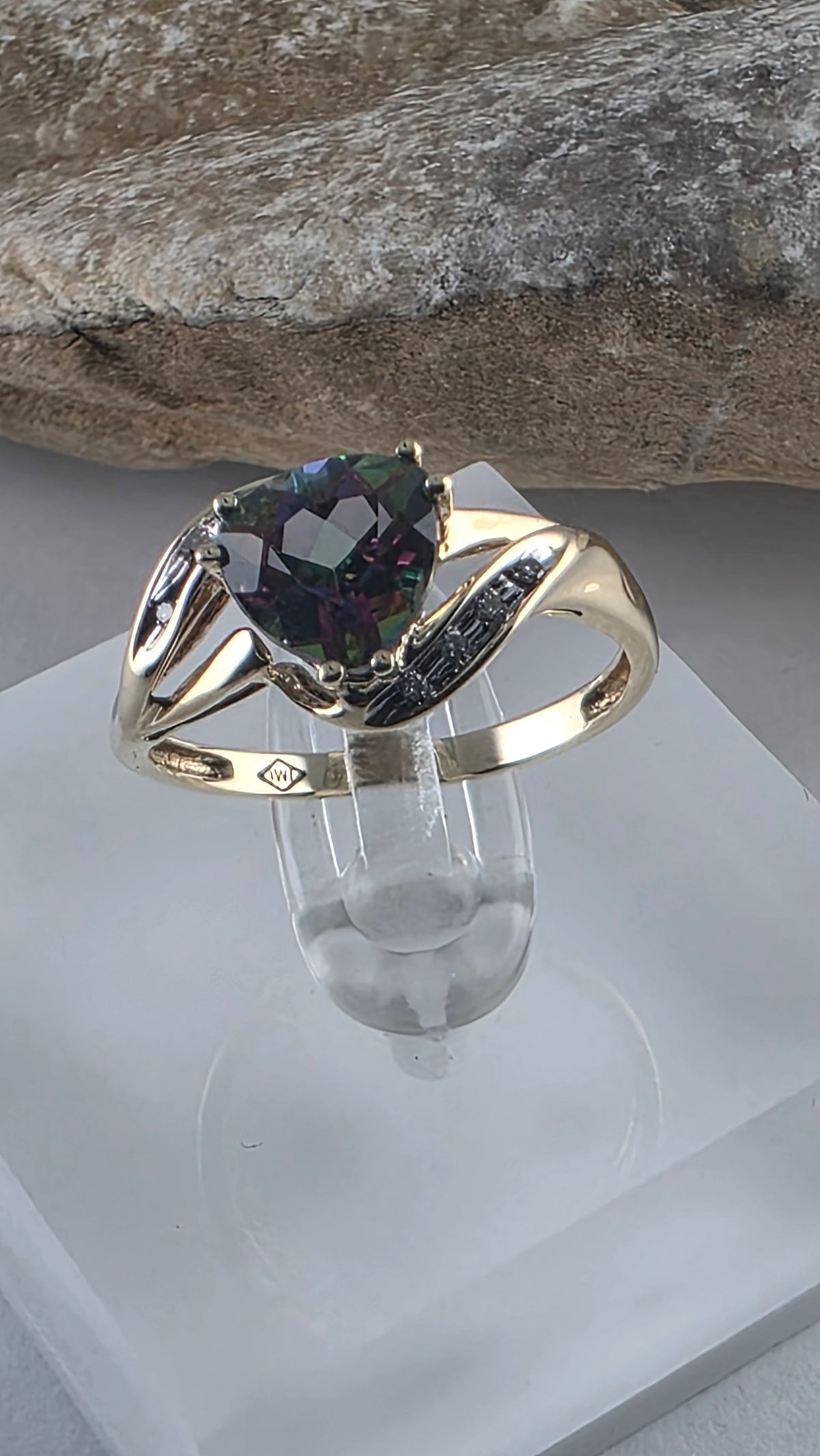 10K Yellow Gold Mystic Topaz & and Genuine Diamonds Jewelry Set – Ring, Earrings, Necklace & Pendant, Solid Gold
