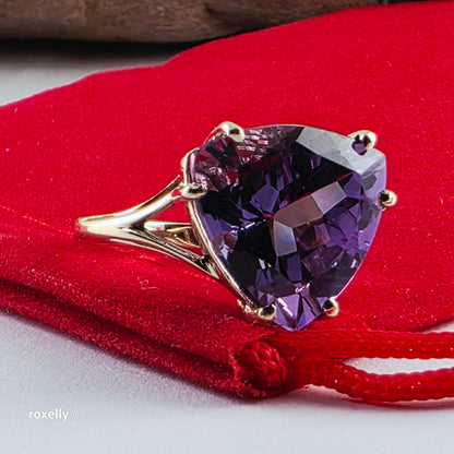 10K Yellow Gold Amethyst Cocktail Ring Size 6, Solid Gold!