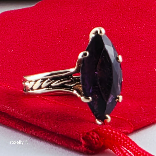 Vintage 14K Yellow Gold Purple Amethyst Pinky Ring Size 3.25 - Solid Gold