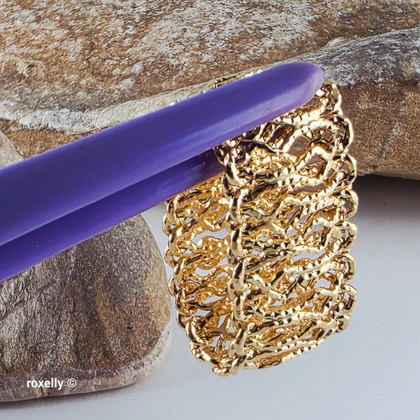 MILOR 14K Yellow Gold Flexible Link Ring Size 11, Solid Gold - Made in Italy!