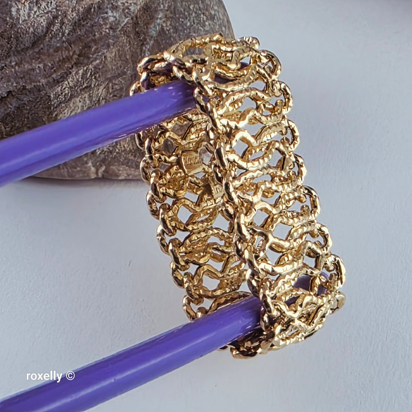 MILOR 14K Yellow Gold Flexible Link Ring Size 11, Solid Gold - Made in Italy!