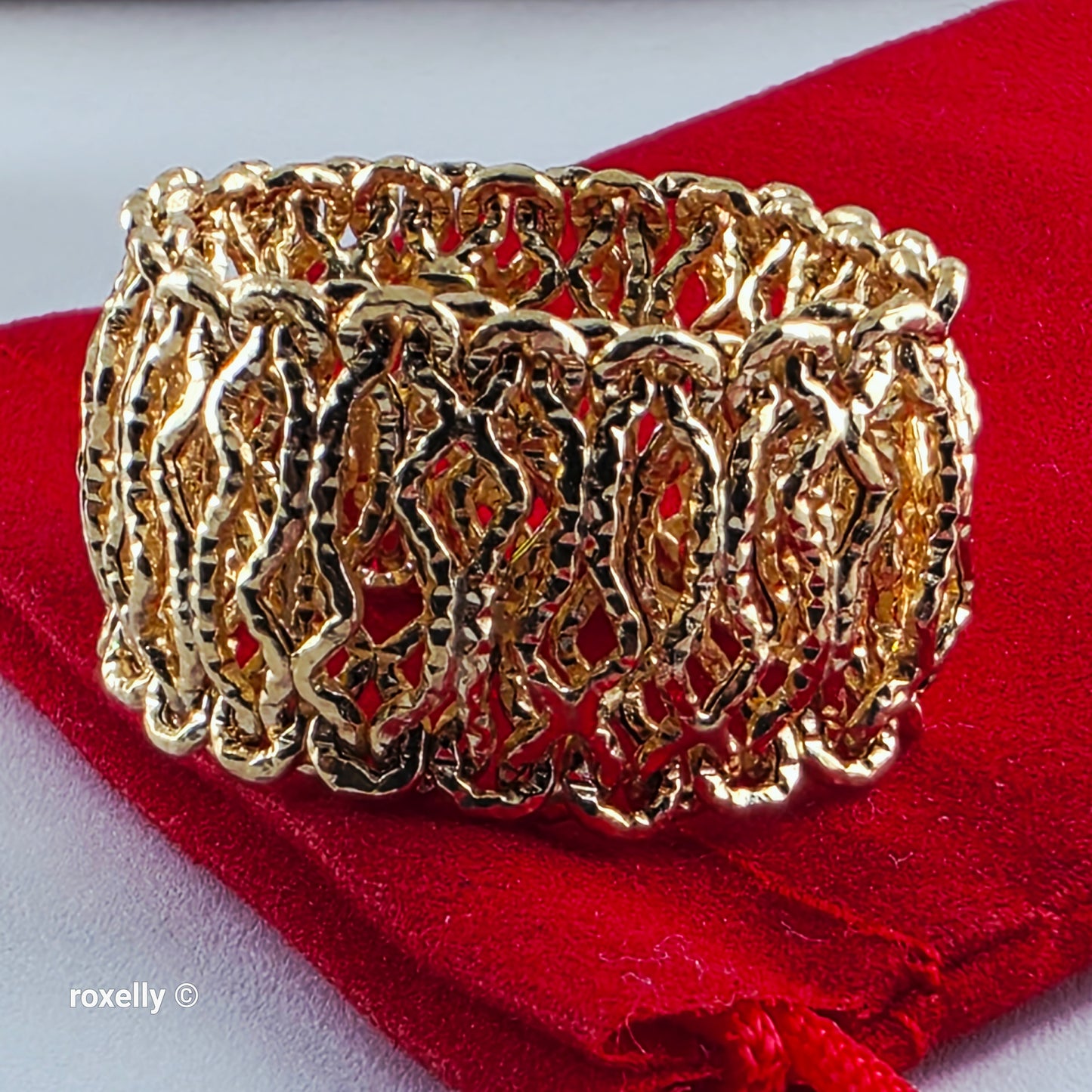 MILOR 14K Yellow Gold Flexible Link Ring Size 11, Solid Gold - Made in Italy!