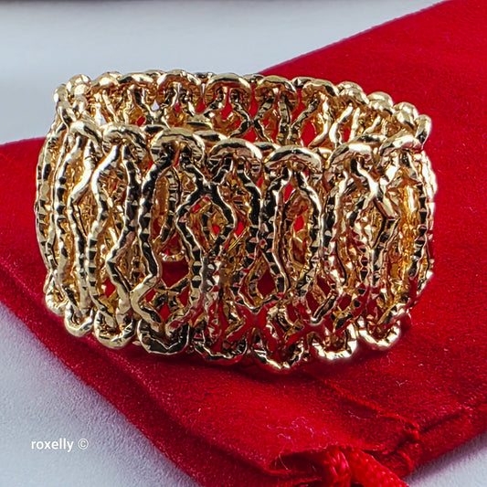 MILOR 14K Yellow Gold Flexible Link Ring Size 11, Solid Gold - Made in Italy!